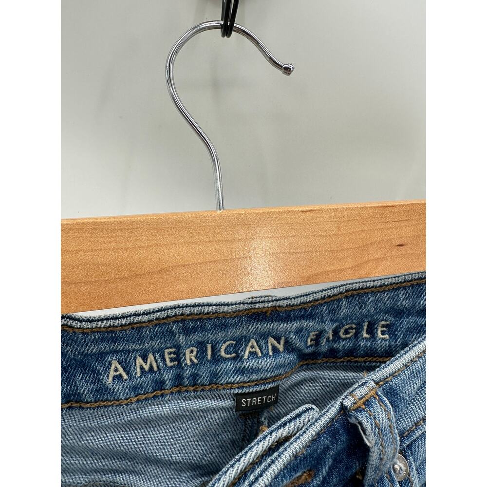 American Eagle Mom Jean Stretch Medium Wash Blue Denim Womens Size 0 Regular - Picture 6 of 8